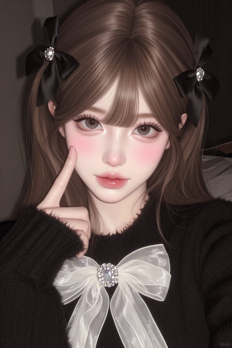 A high-definition,  hyper-realistic selfie photograph of the young East Asian woman from image_0.png,  viewed with the sam...