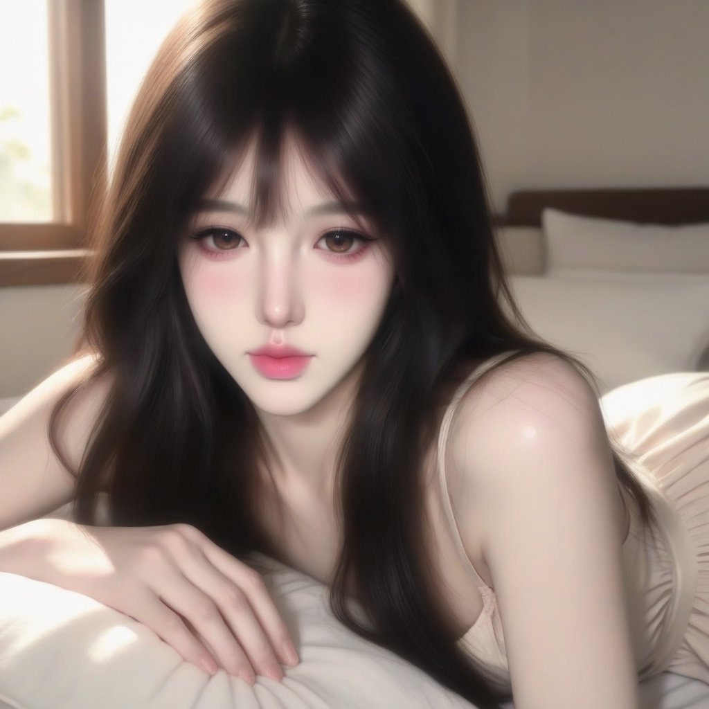 Solo female,  focus on female,  lying on a bed by Lady on Tensor.Art