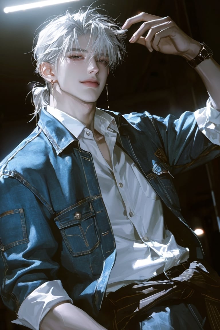 low angle ,  Medium hair,  swept bangs 1man by Iris s on Tensor.Art