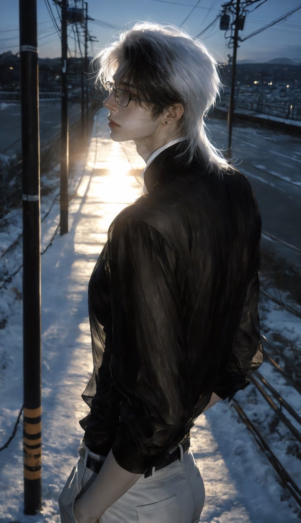 1man,  looking afar,  mullet hair by Iris s on Tensor.Art