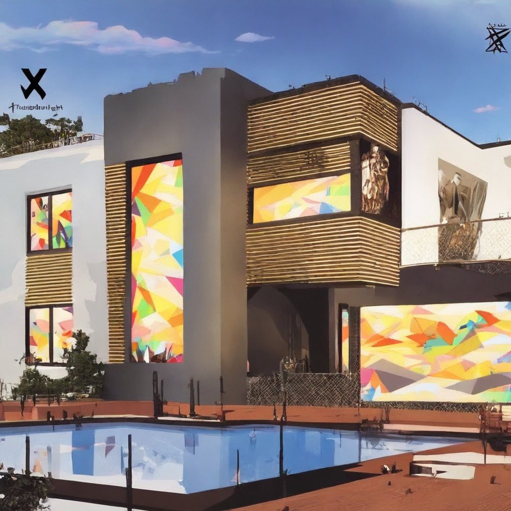 An amazing and captivating abstract illustration,  modern architecture abstract painting in the style of David Schnell,  o...