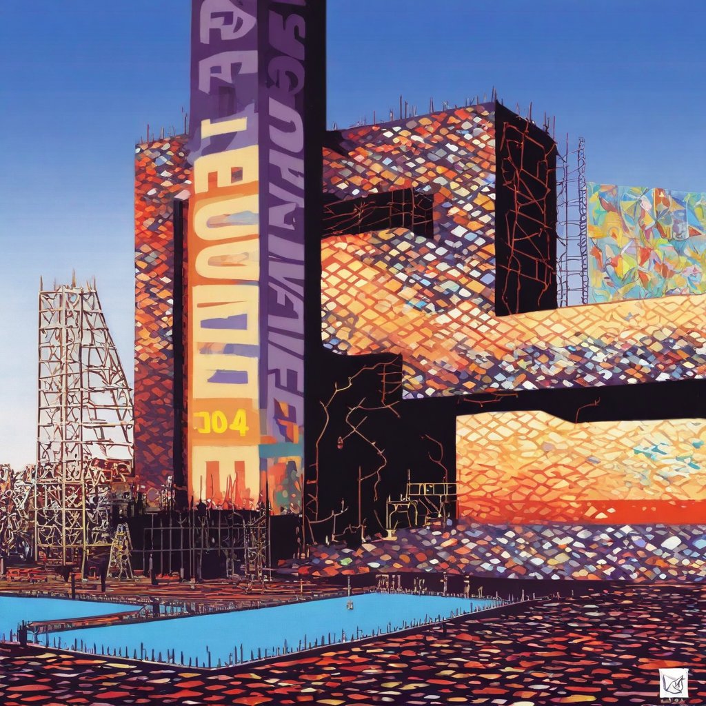 An amazing and captivating abstract illustration,  modern architecture abstract painting in the style of David Schnell,  o...