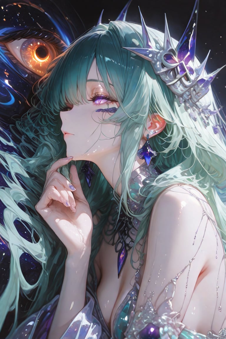 1girl,  upper body,  cosmic archer floating in deep shadow void by Jerre on Tensor.Art