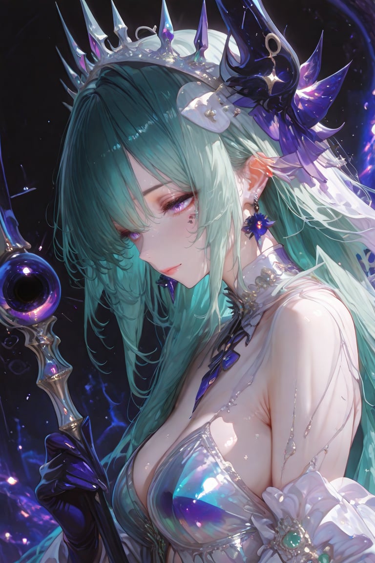 1girl,  upper body,  cosmic archer floating in deep shadow void by Jerre on Tensor.Art