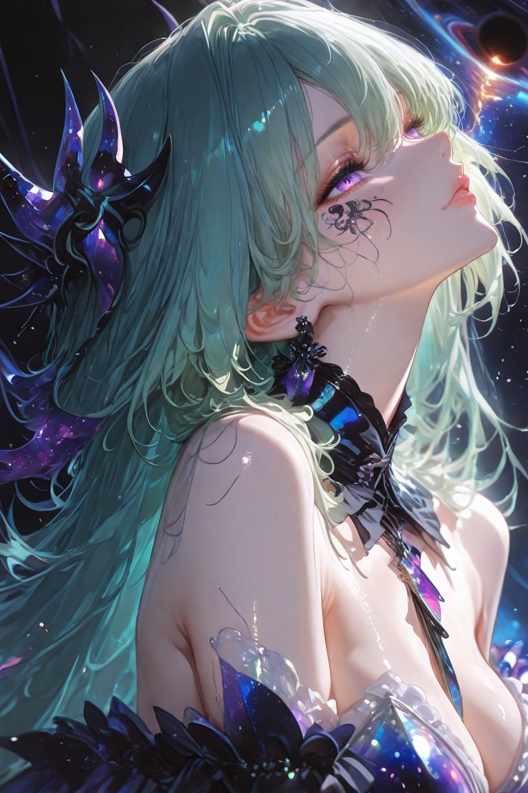 1girl,  upper body,  cosmic archer floating in deep shadow void by Jerre on Tensor.Art