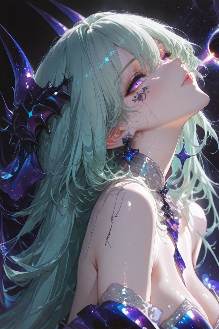 1girl,  upper body,  cosmic archer floating in deep shadow void by Jerre on Tensor.Art