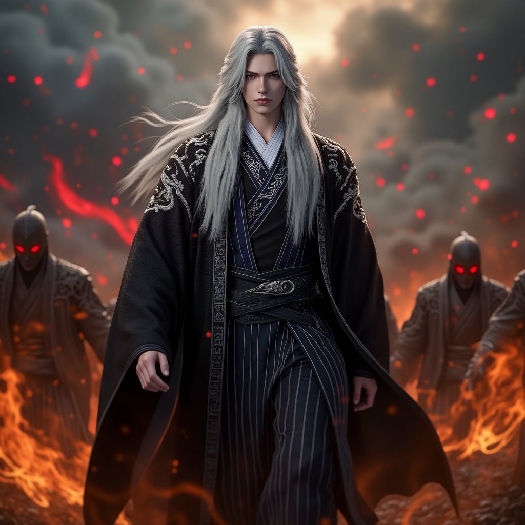 A majestic figure in a dark,  flowing,  almost regal robe by user_856675696473298470 on Tensor.Art