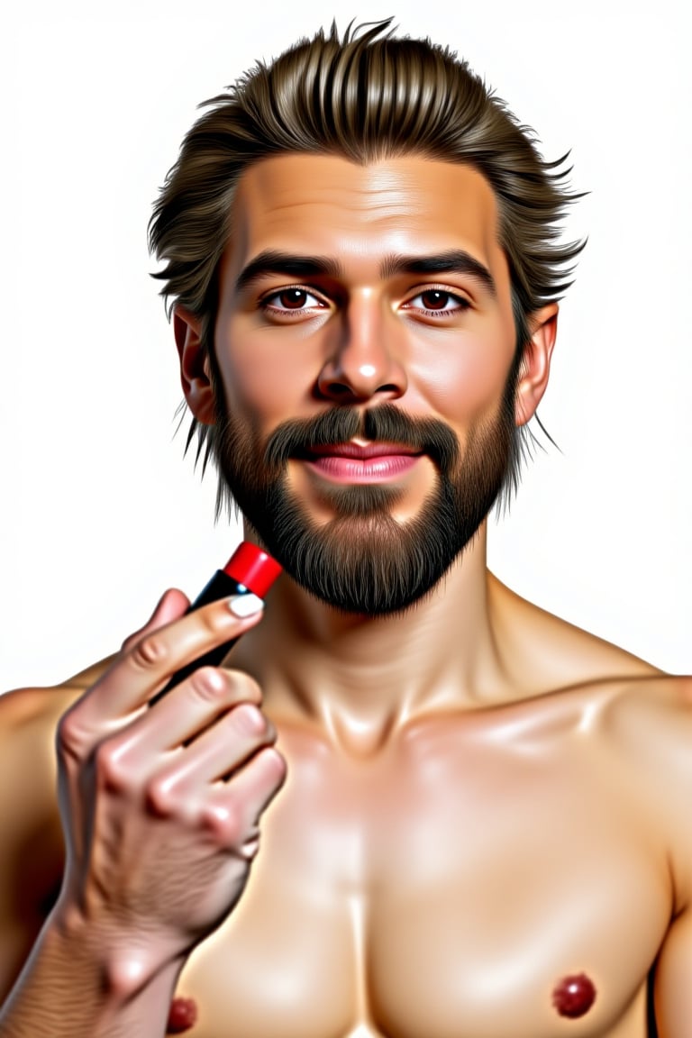 Portray the man in the image putting on a lipstick by Ronaldjyg159 on Tensor.Art