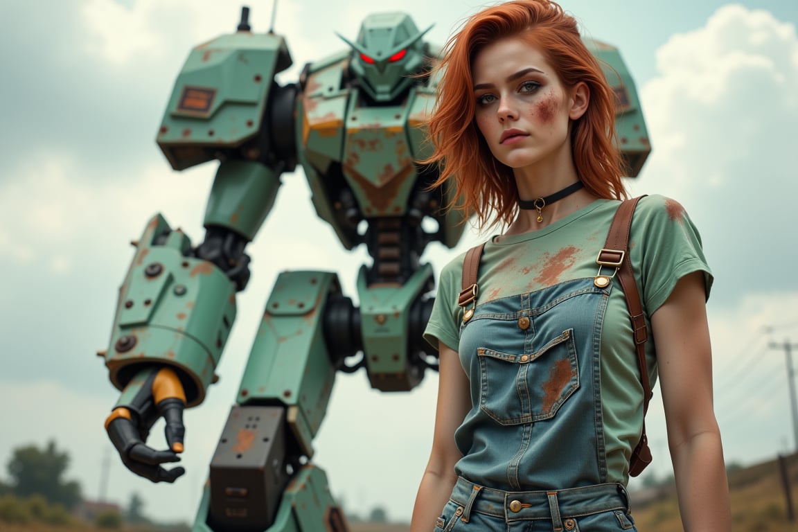 a picture of a mecha battle mech,  pale green,  retro vintage by Rando the Magical on Tensor.Art