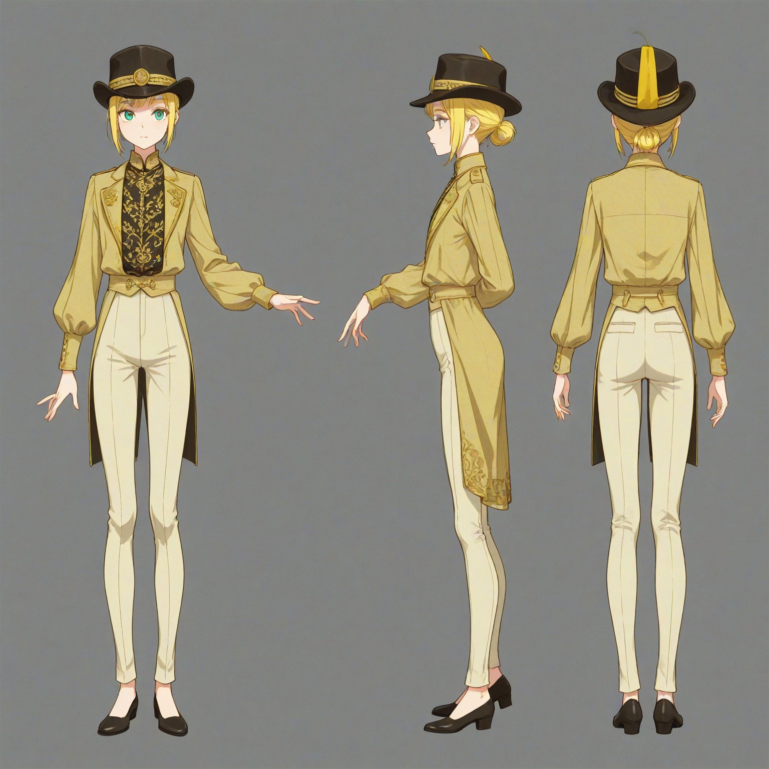 1950-1959 fashion,  headwear,  turnaround by 幽鬼処刑人２年目 on Tensor.Art