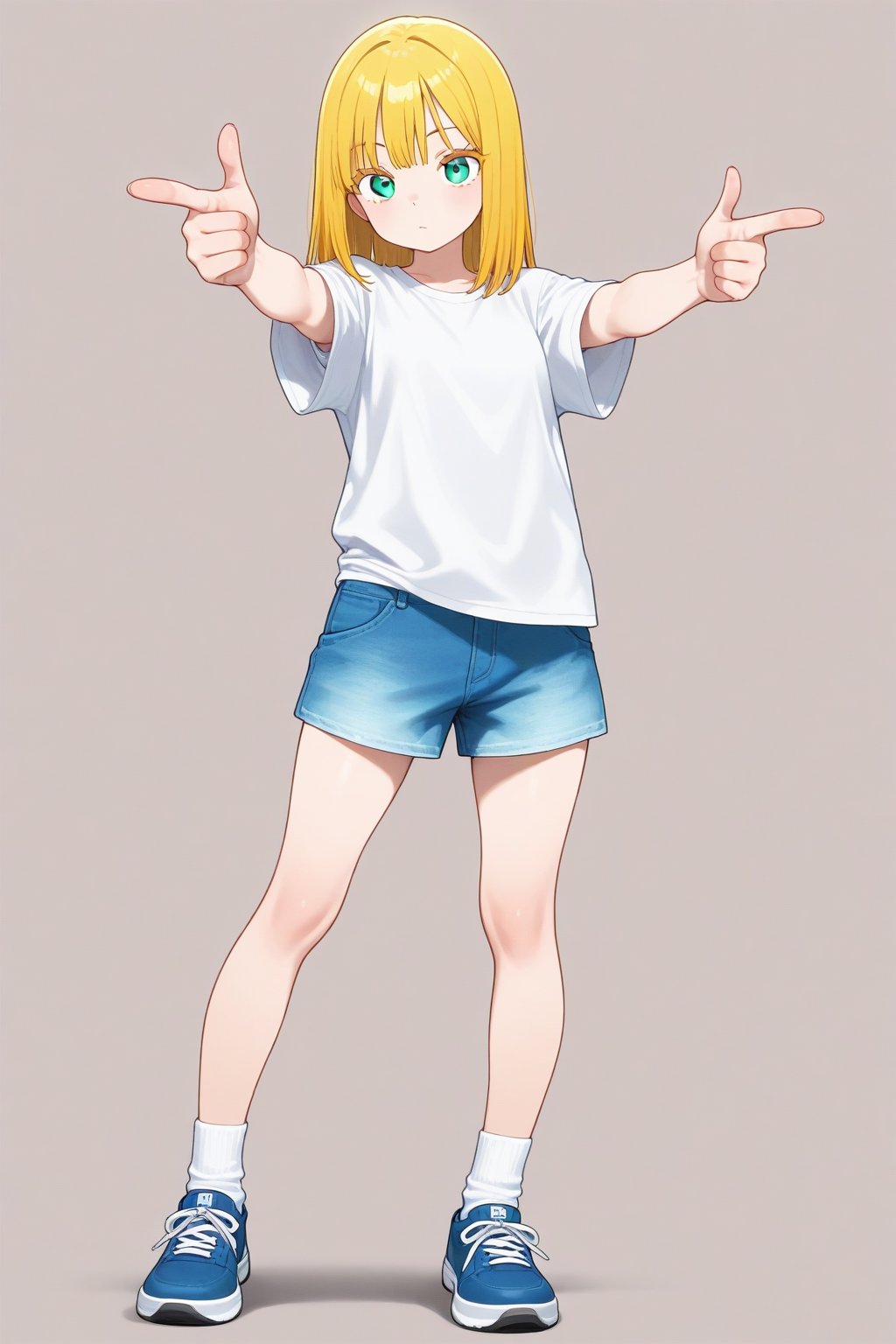 Double finger gun,  1girl,  medium hair by 幽鬼処刑人２年目 on Tensor.Art