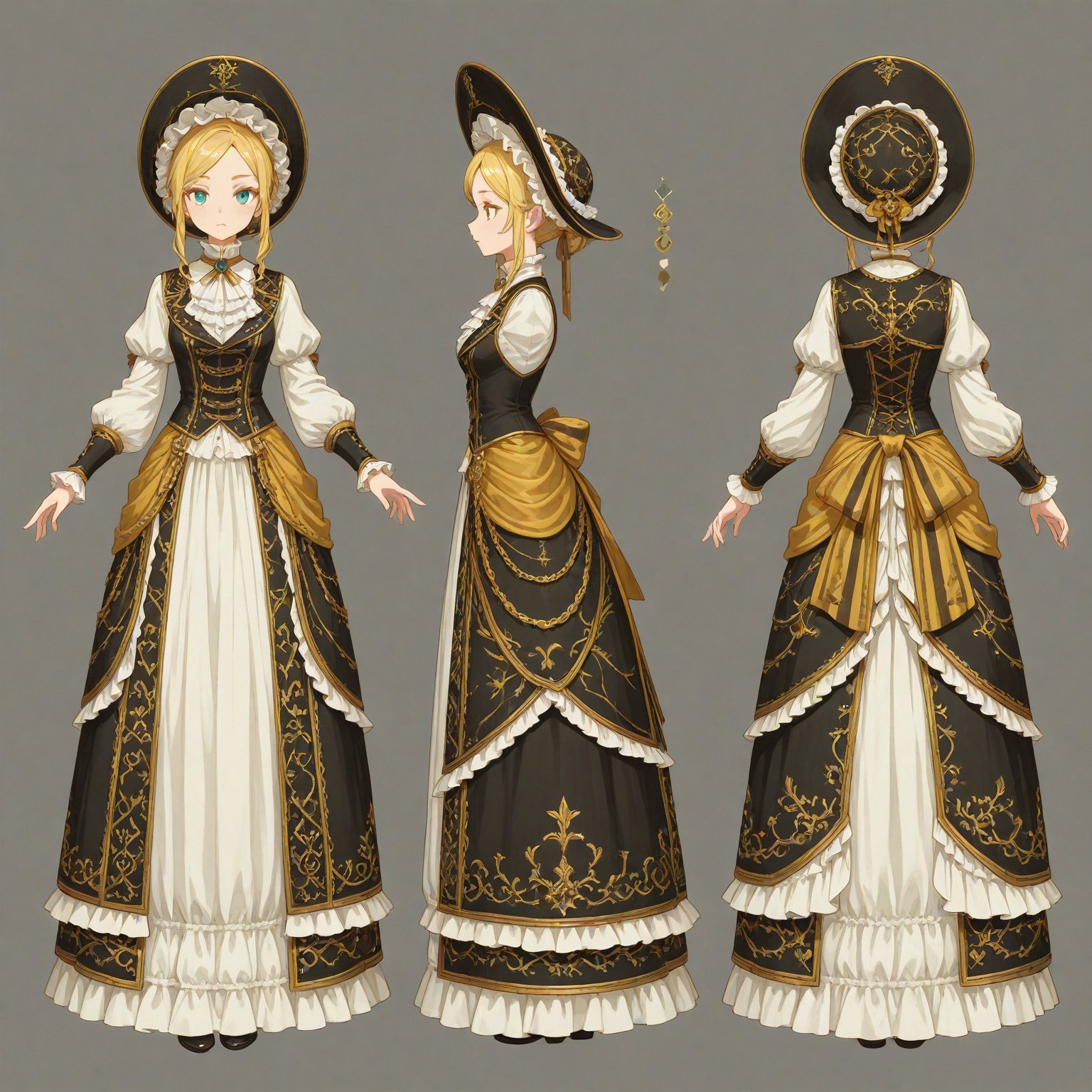 Aristocratic clothes,  Headwear,  turnaround by 幽鬼処刑人２年目 on Tensor.Art