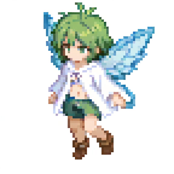 green short hair,  white robe,  green short pants by 幽鬼処刑人２年目 on Tensor.Art