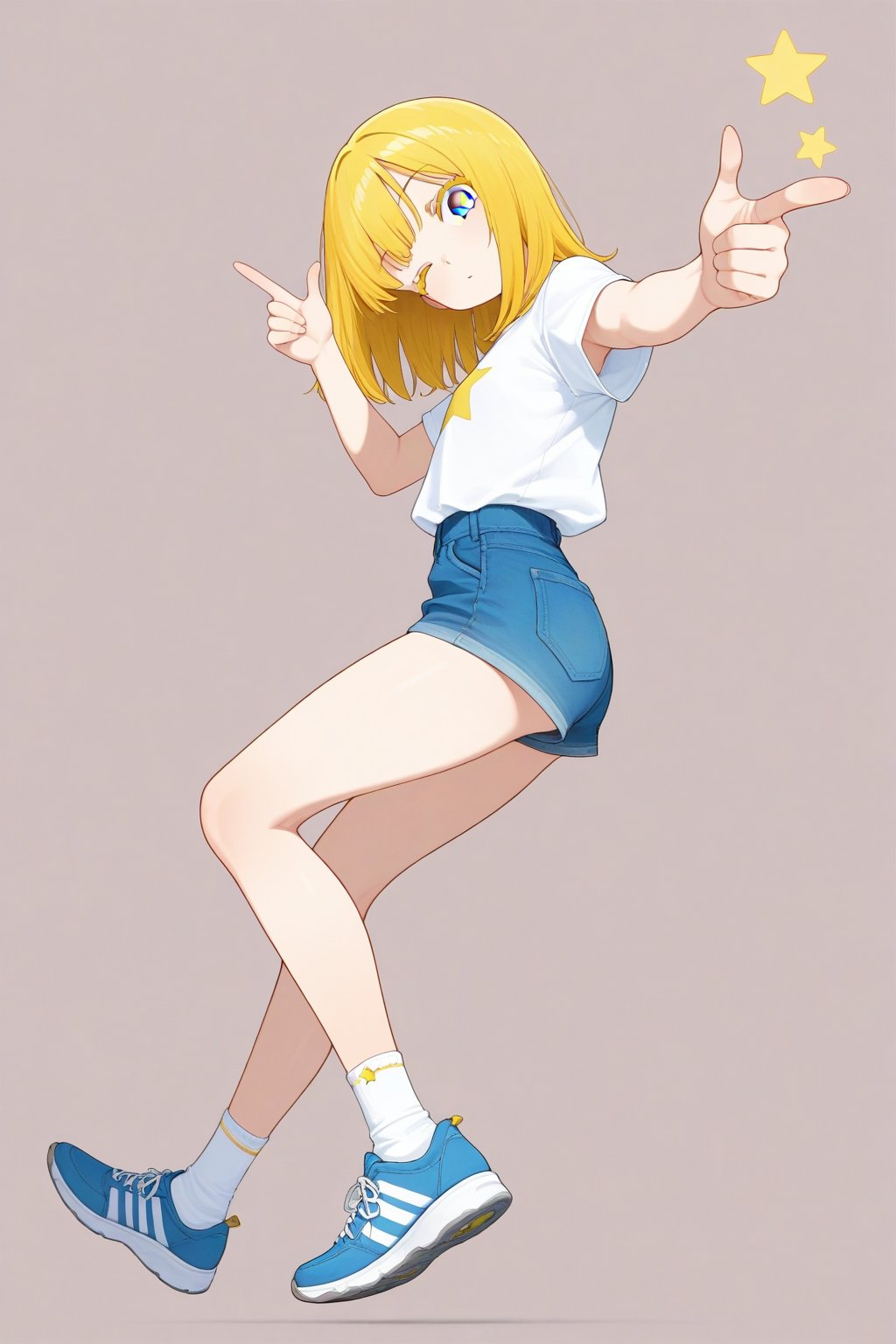 Double finger gun,  Pointing at viewer,  Pointing up by 幽鬼処刑人２年目 on Tensor.Art