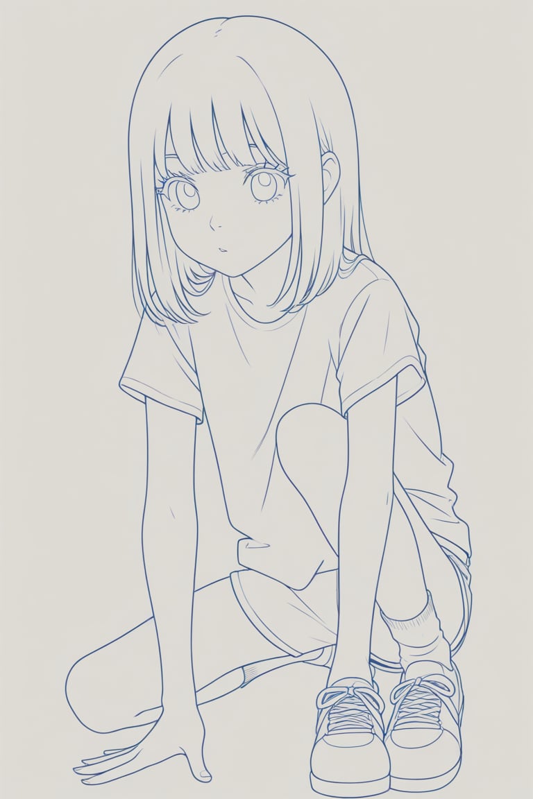 Lineart,  1girl,  medium hair by 幽鬼処刑人２年目 on Tensor.Art