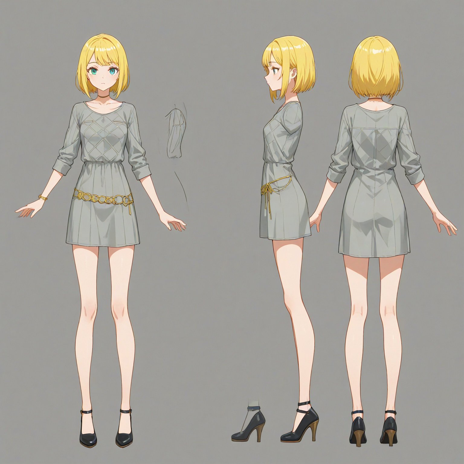 1990-1999 fashion,  turnaround,  simple background by 幽鬼処刑人２年目 on Tensor.Art