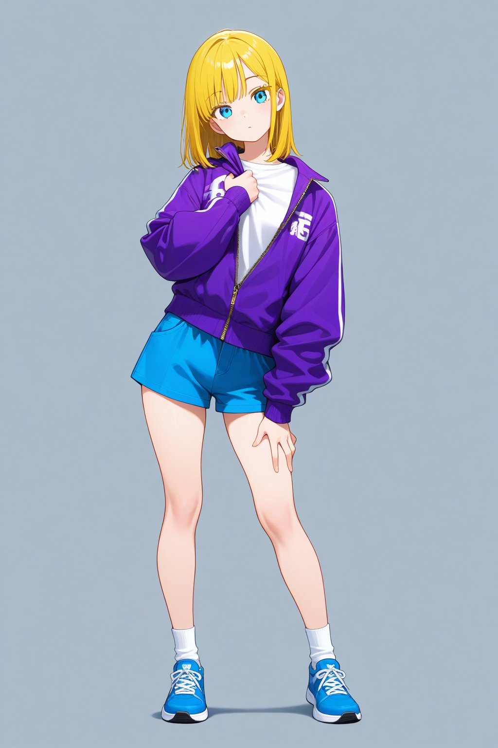 Zipped Purple Jacket,  ,  Hand on own chest by 幽鬼処刑人２年目 on Tensor.Art