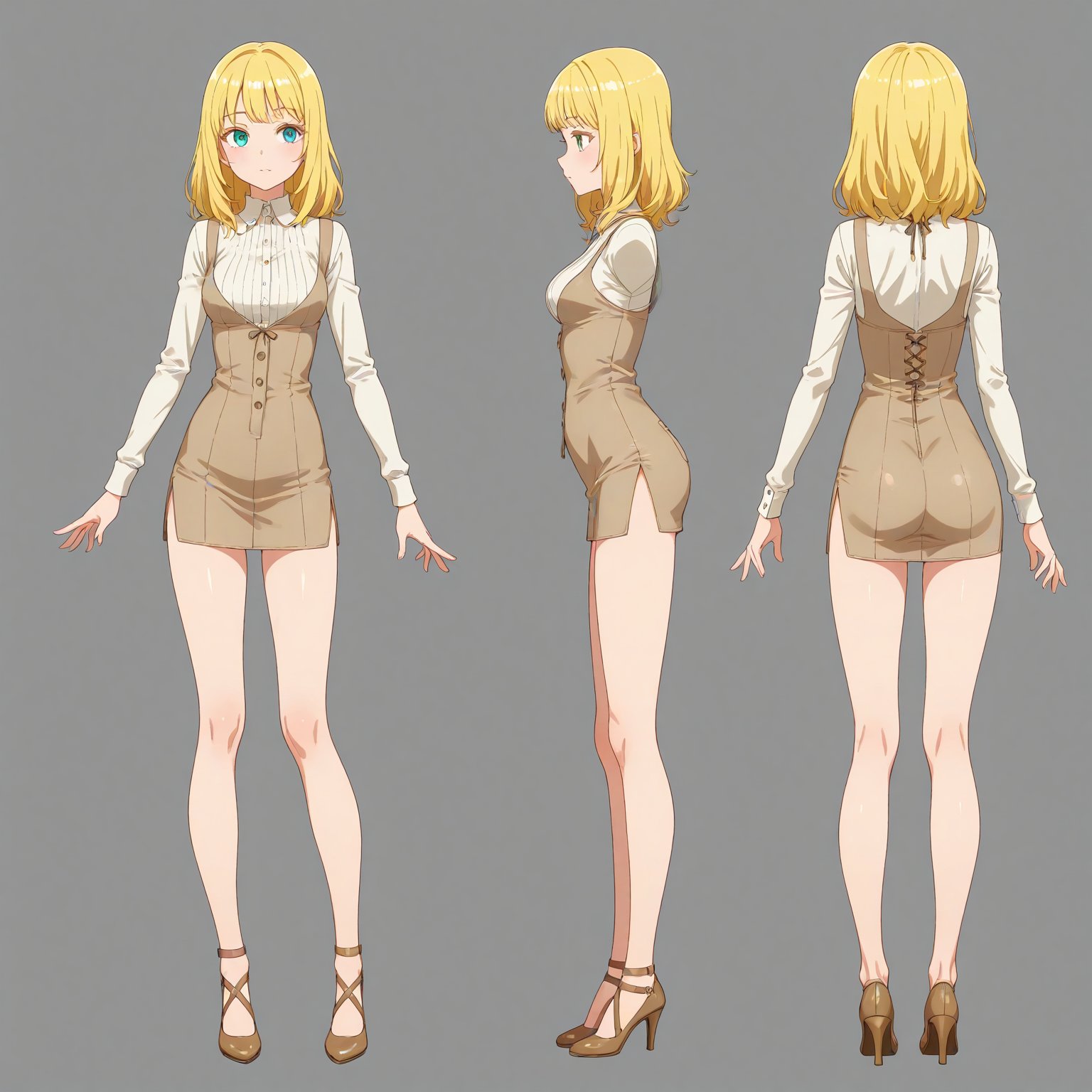 1970-1979 fashion,  turnaround,  simple background by 幽鬼処刑人２年目 on Tensor.Art