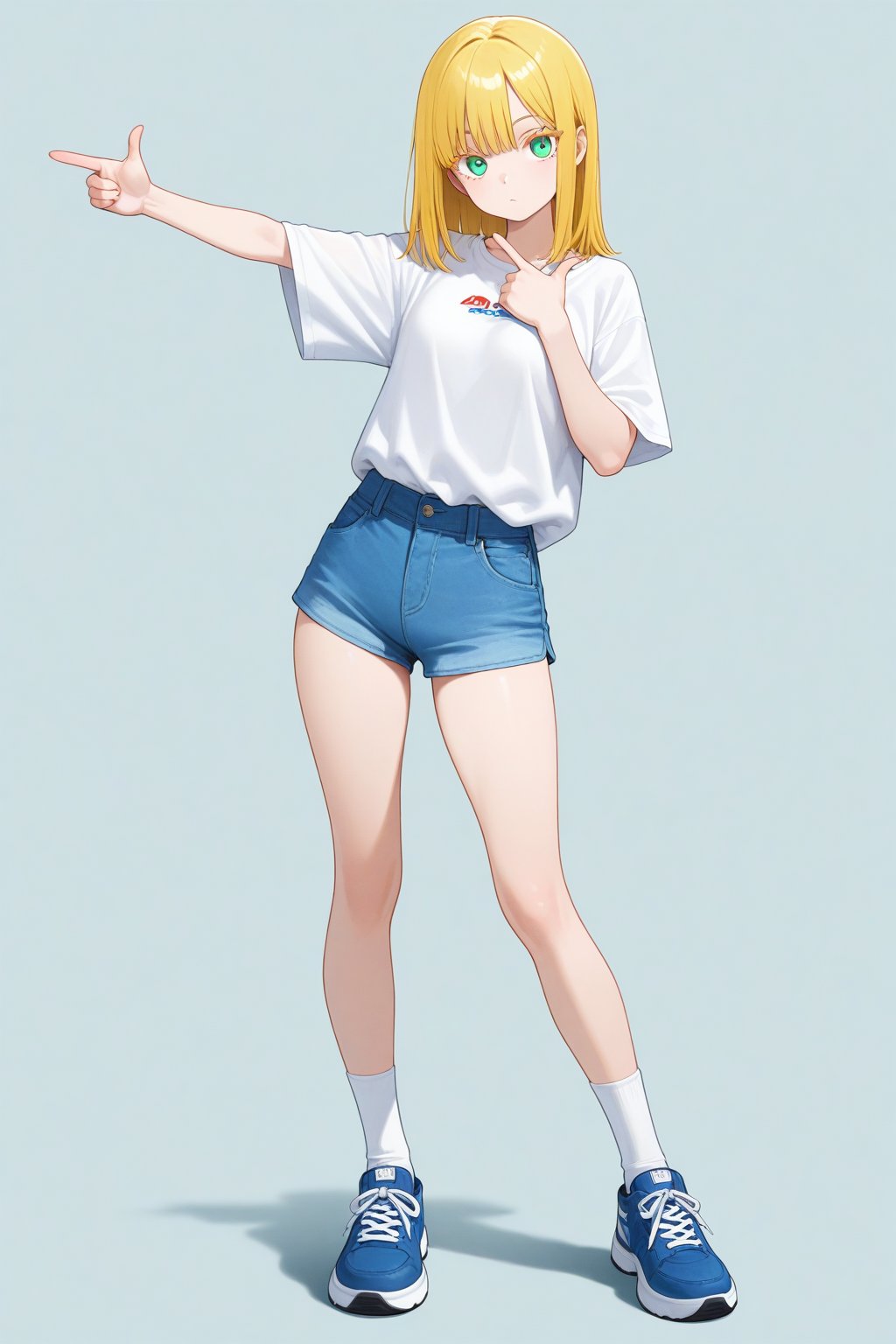Finger gun over chest,  1girl,  medium hair by 幽鬼処刑人２年目 on Tensor.Art