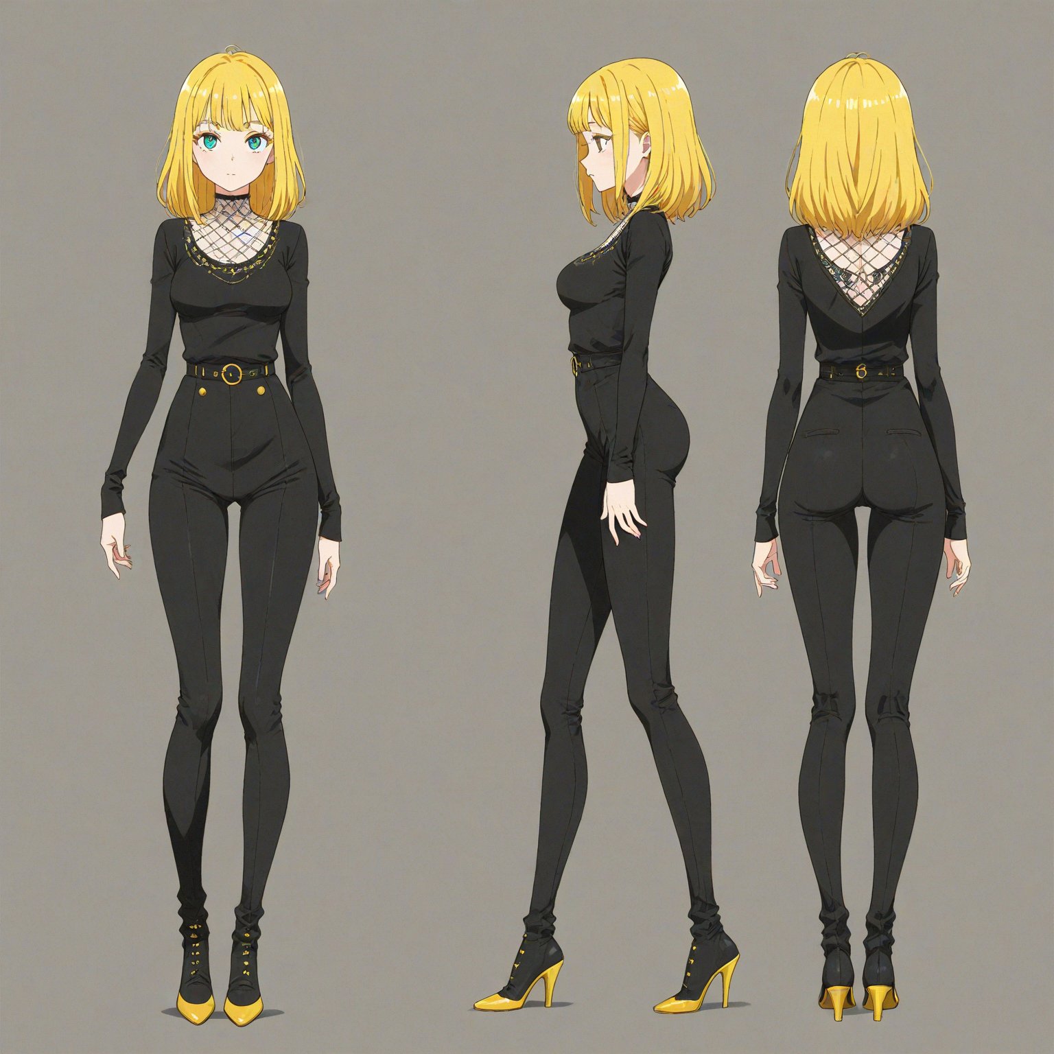 1980-1989 fashion,  turnaround,  simple background by 幽鬼処刑人２年目 on Tensor.Art