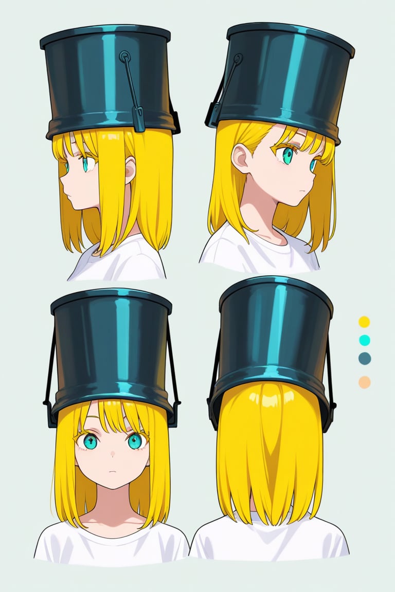 Bucket on head,  portrait,  reference sheet by 幽鬼処刑人２年目 on Tensor.Art