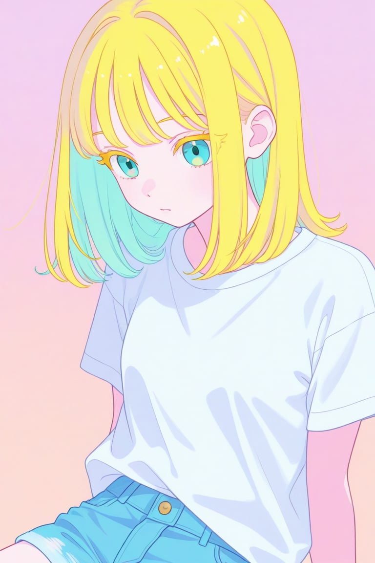 Pastel colors,  1girl,  medium hair by 幽鬼処刑人２年目 on Tensor.Art