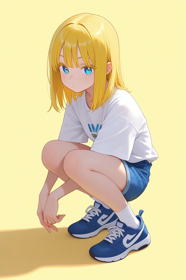 Yellow background,  1girl,  medium hair by 幽鬼処刑人２年目 on Tensor.Art