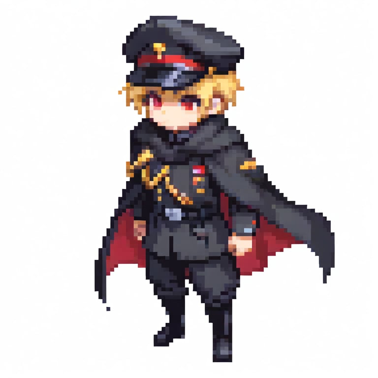 yellow short hair,  black military uniform,  (yellow aiguillette) by 幽鬼処刑人２年目 on Tensor.Art