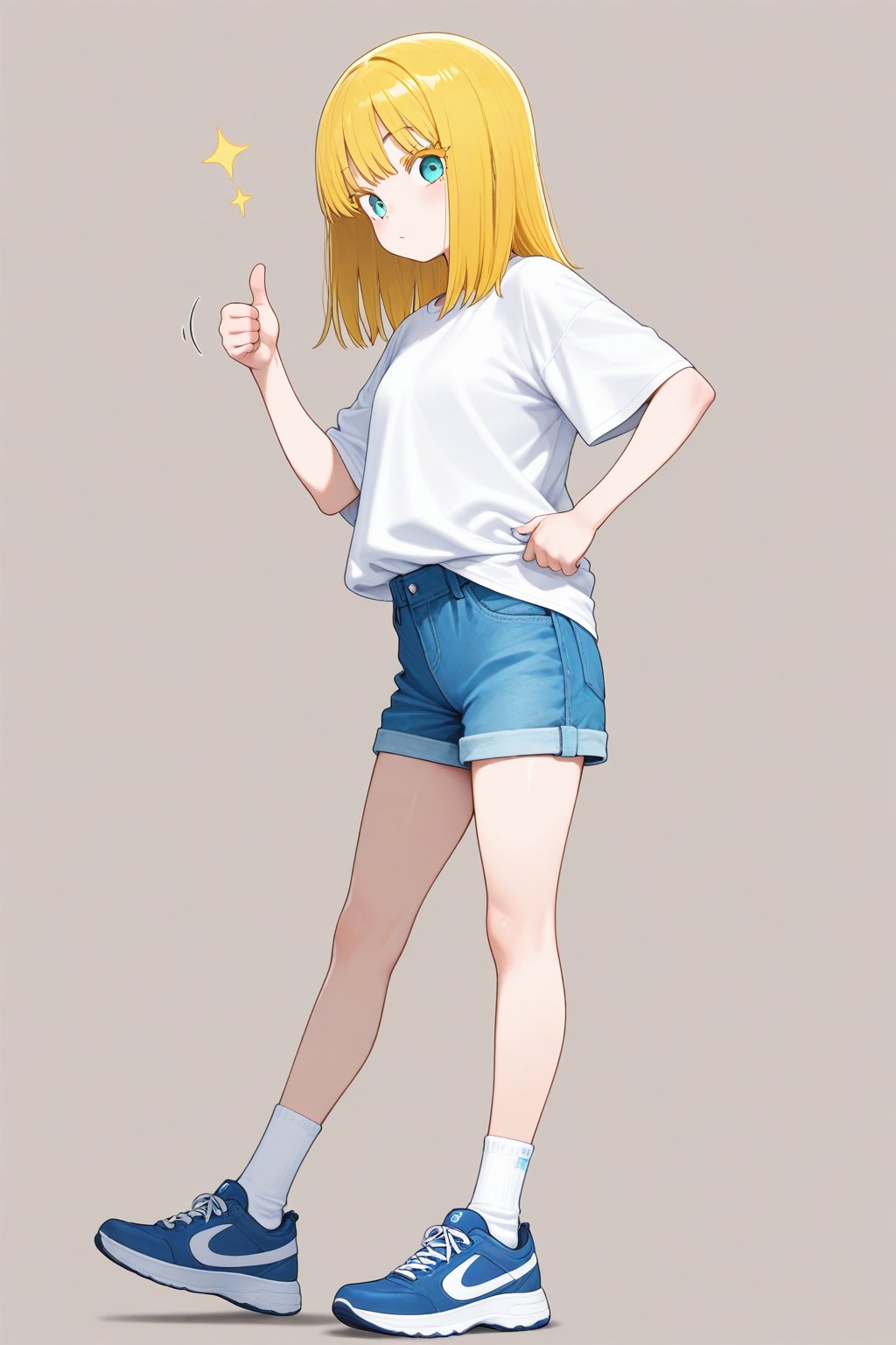 Thumbs up,  1girl,  medium hair by 幽鬼処刑人２年目 on Tensor.Art