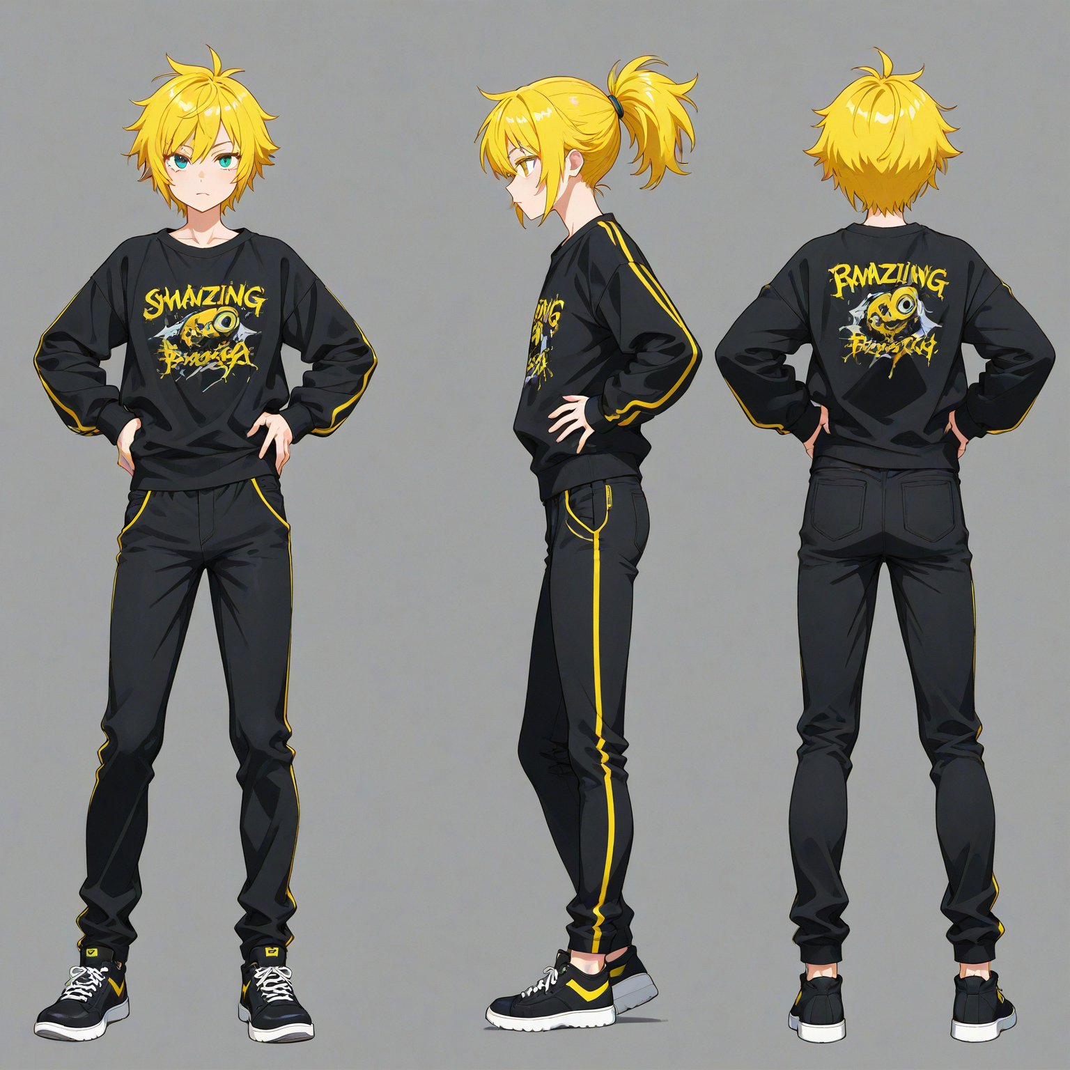 Hip hop fashion,  turnaround,  full body by 幽鬼処刑人２年目 on Tensor.Art
