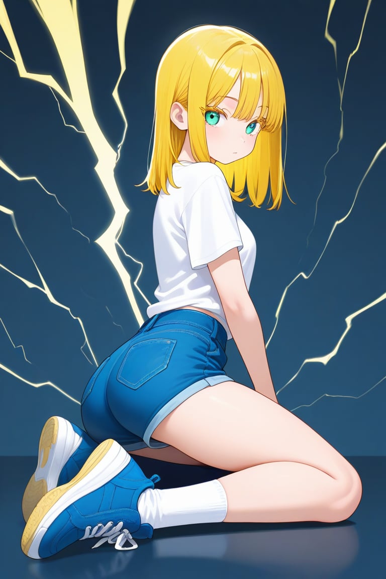 Lightning background,  1girl,  medium hair by 幽鬼処刑人２年目 on Tensor.Art