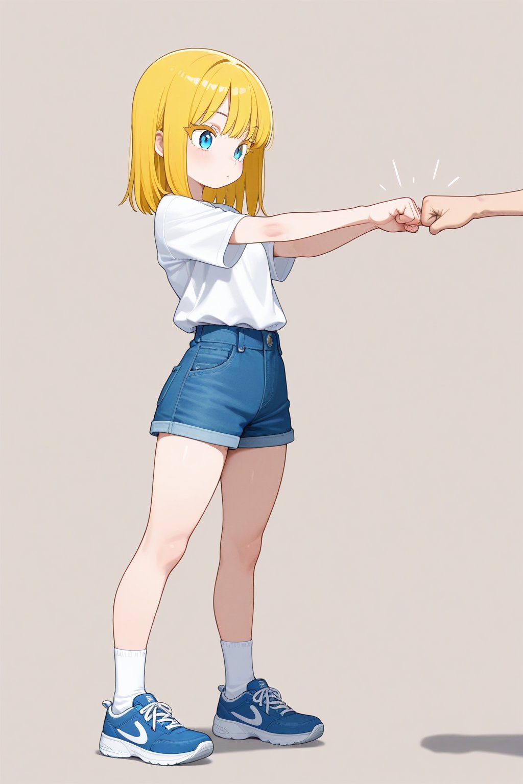 Fist bump,  1girl,  medium hair by 幽鬼処刑人２年目 on Tensor.Art