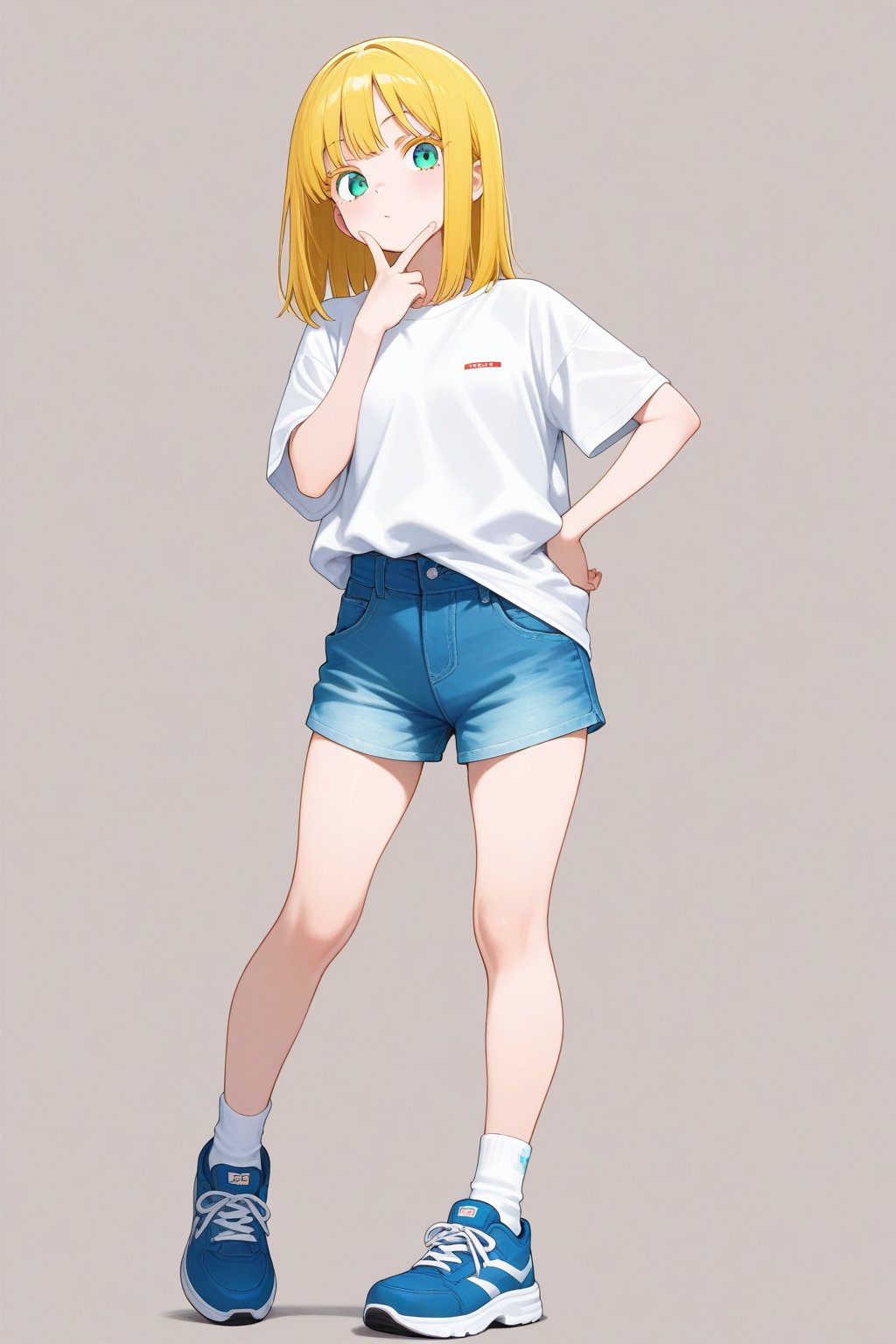 V over chin,  1girl,  medium hair by 幽鬼処刑人２年目 on Tensor.Art