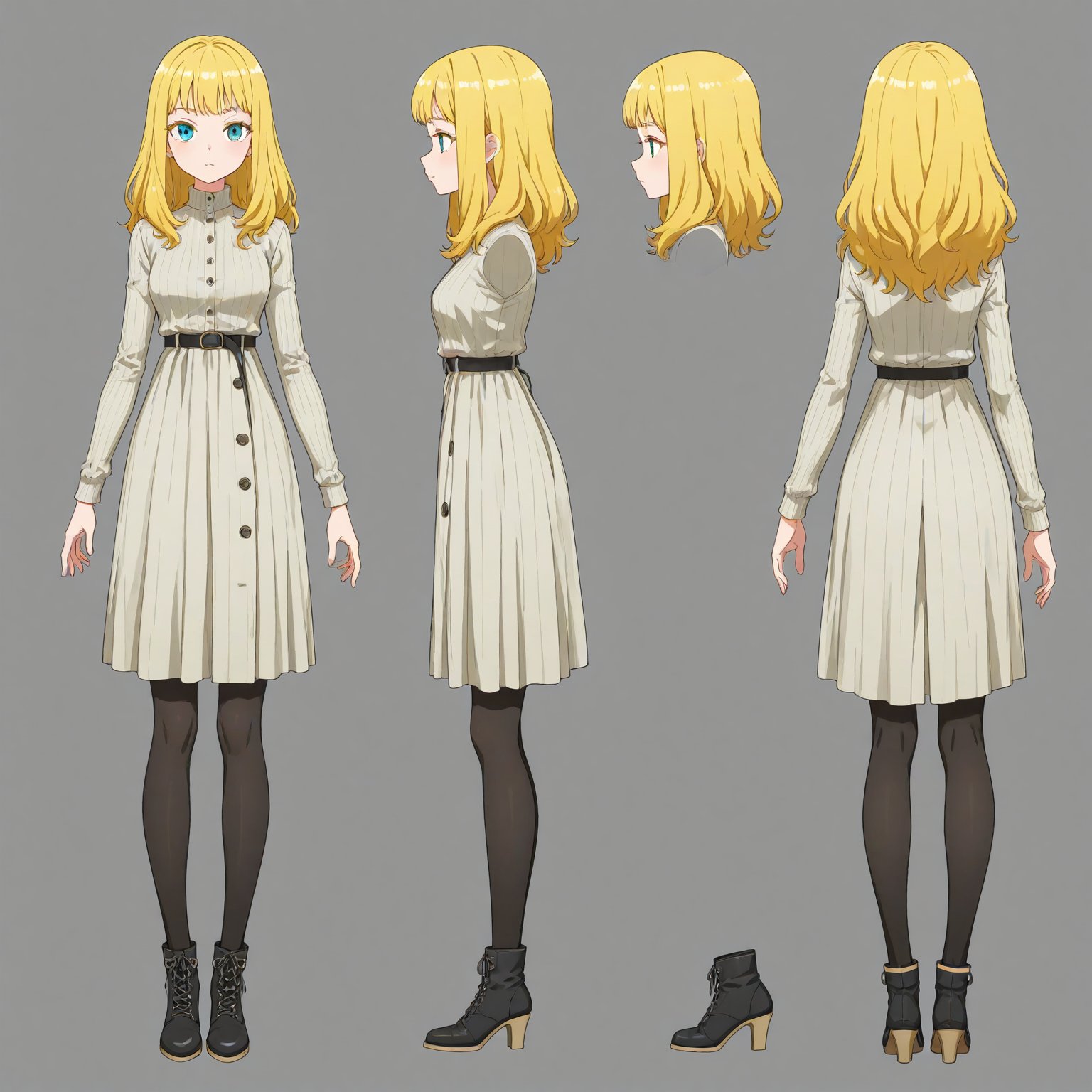 1970-1979 fashion,  turnaround,  simple background by 幽鬼処刑人２年目 on Tensor.Art