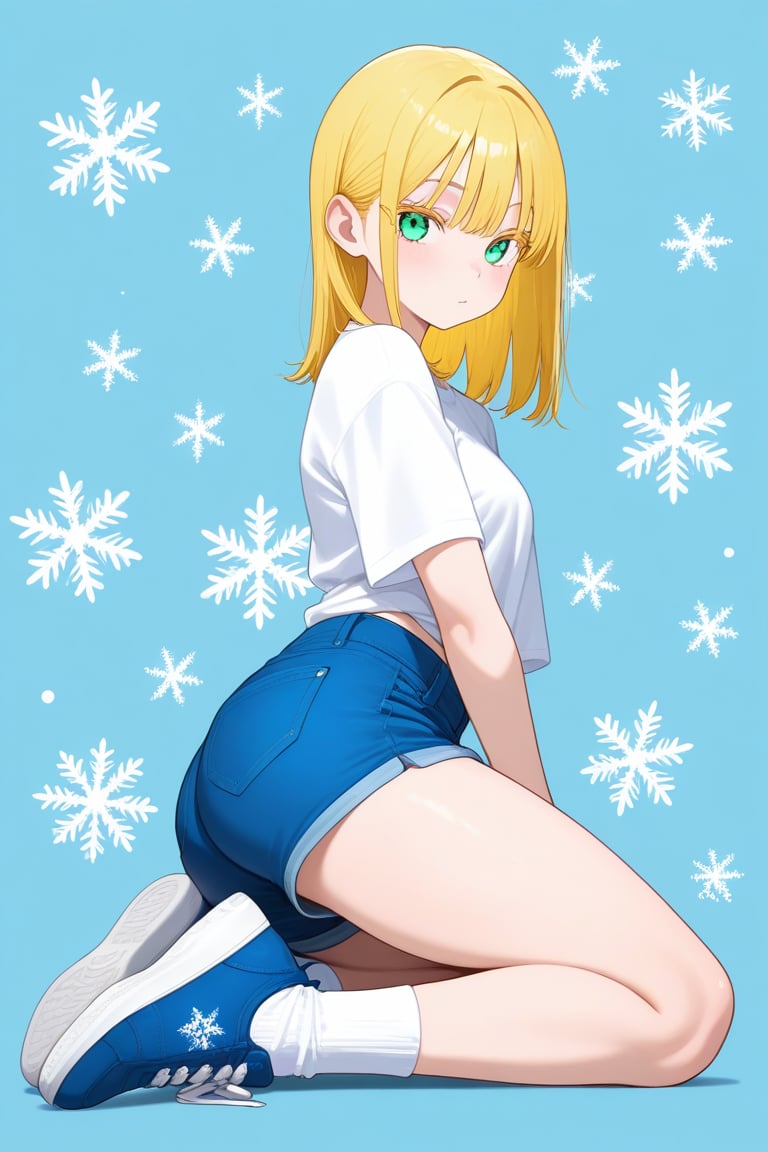 Snowflake background,  1girl,  medium hair by 幽鬼処刑人２年目 on Tensor.Art