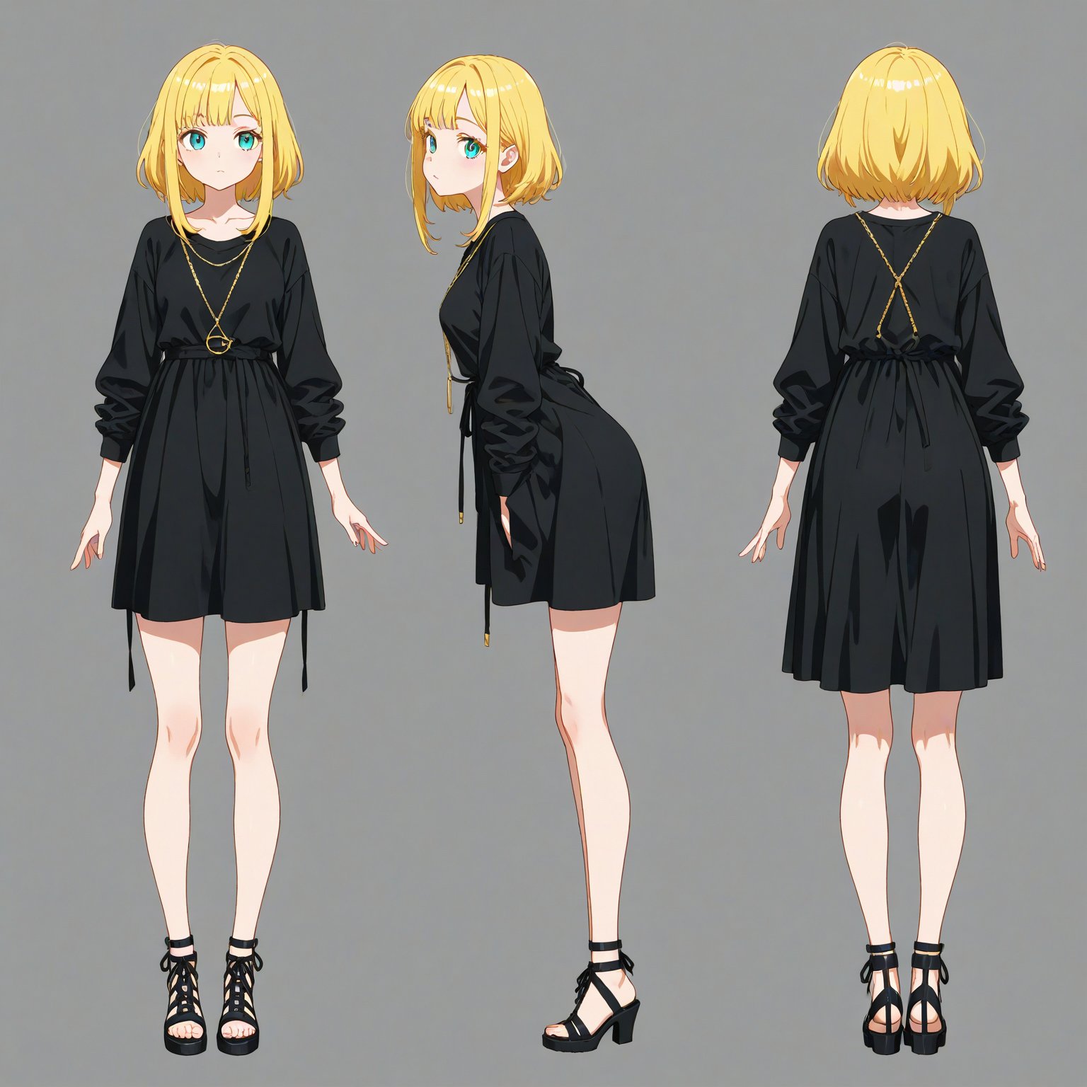 1990-1999 fashion,  turnaround,  simple background by 幽鬼処刑人２年目 on Tensor.Art