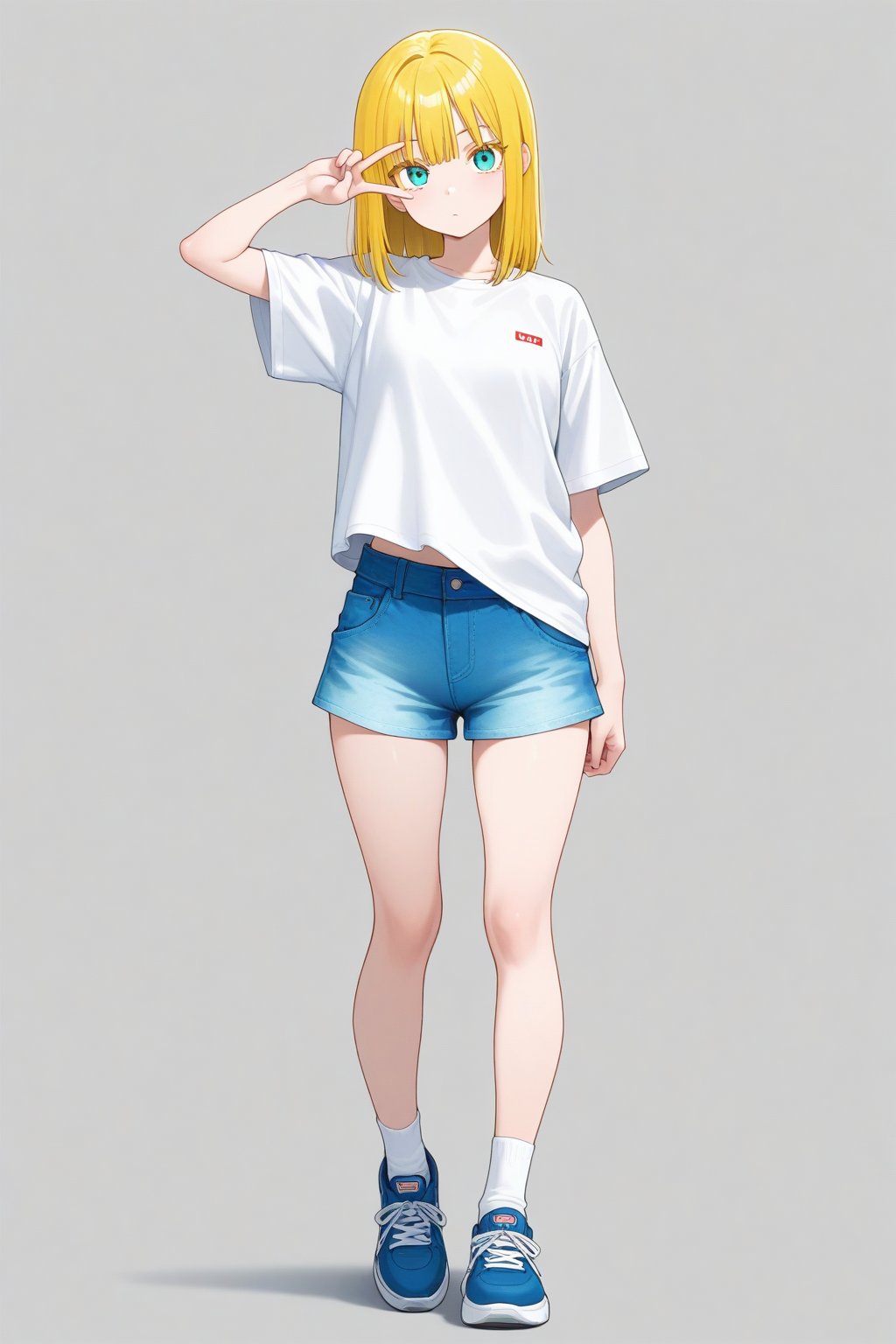 V over eye,  1girl,  medium hair by 幽鬼処刑人２年目 on Tensor.Art