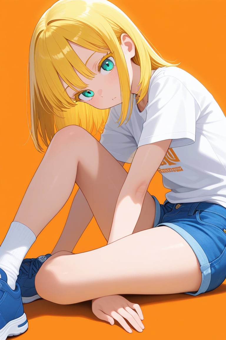 Orange background,  1girl,  medium hair by 幽鬼処刑人２年目 on Tensor.Art