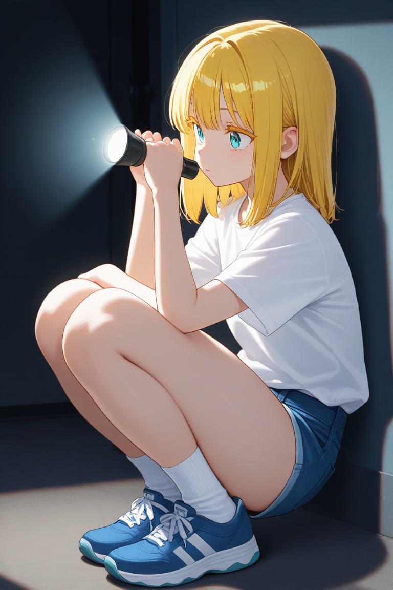 Flashlight,  1girl,  medium hair by 幽鬼処刑人２年目 on Tensor.Art