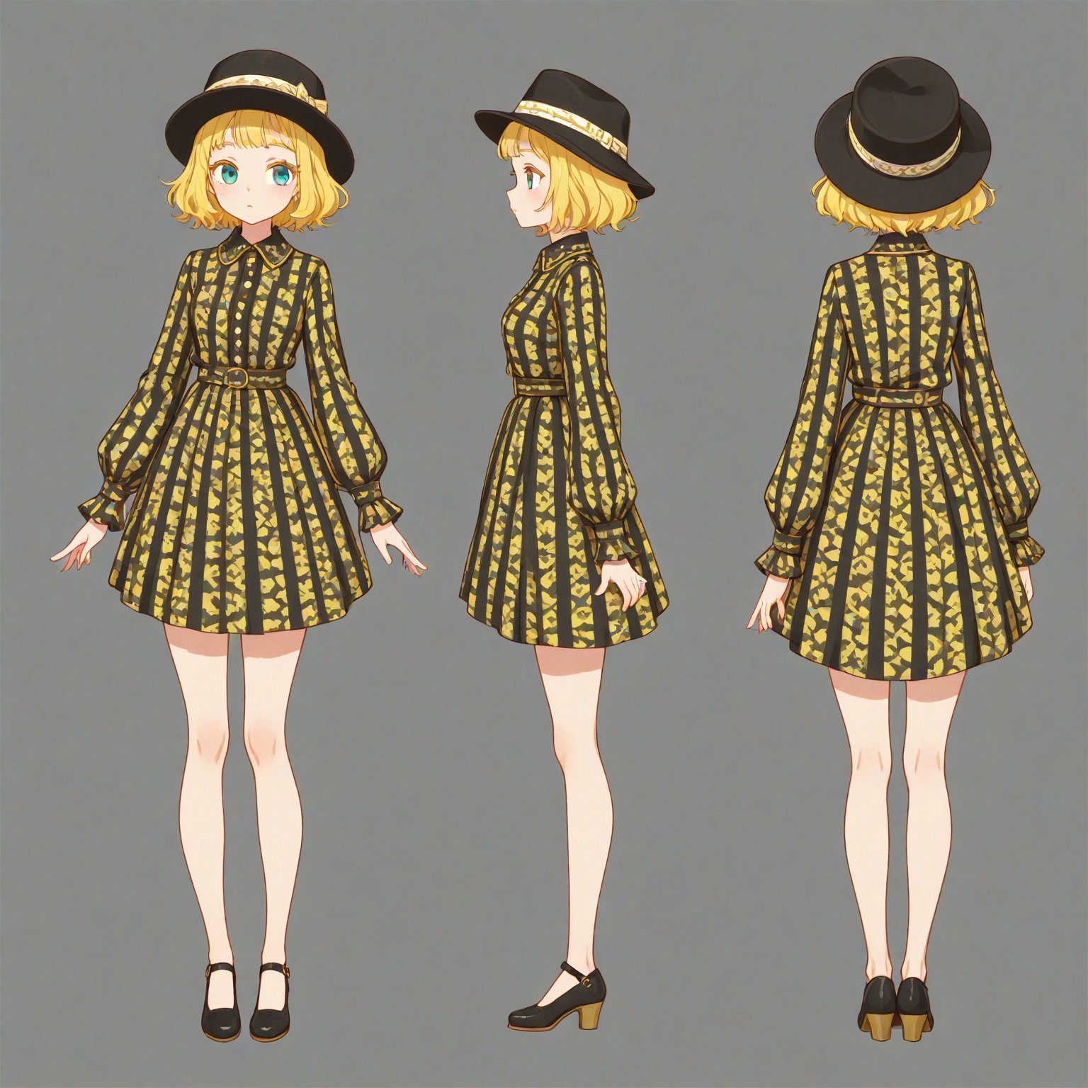 1950-1959 fashion,  Headwear,  turnaround by 幽鬼処刑人２年目 on Tensor.Art