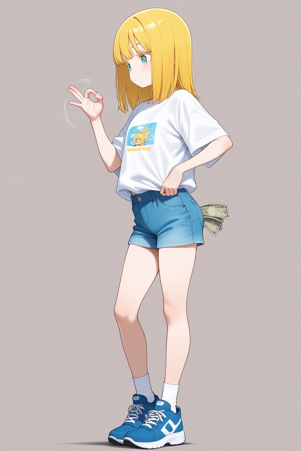 Money gesture,  1girl,  medium hair by 幽鬼処刑人２年目 on Tensor.Art
