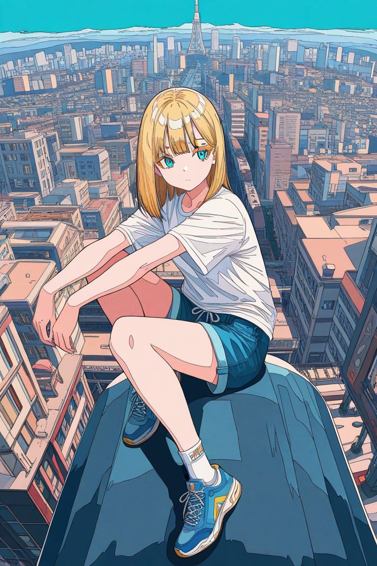 Ligne claire,  Absolutely everyone cityscape,  1girl by 幽鬼処刑人２年目 on Tensor.Art