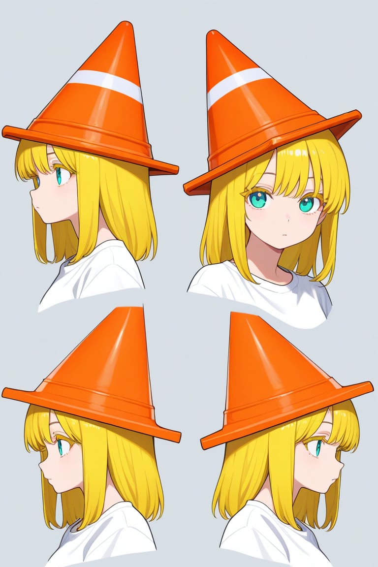 Traffic cone on head,  portrait,  reference sheet by 幽鬼処刑人２年目 on Tensor.Art