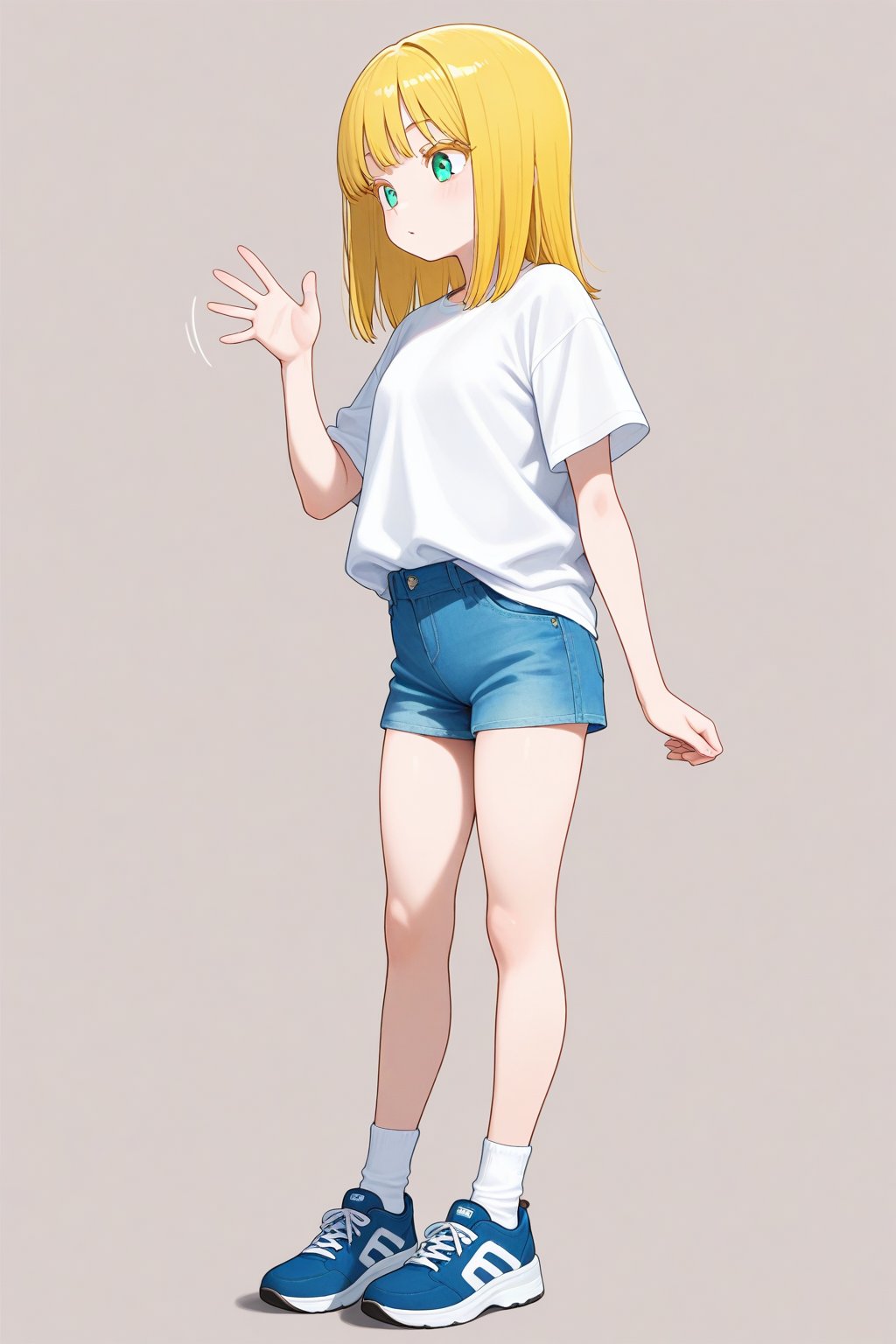 Waving,  1girl,  medium hair by 幽鬼処刑人２年目 on Tensor.Art