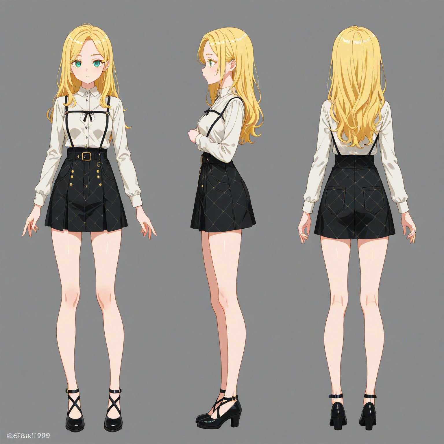1990-1999 fashion,  turnaround,  simple background by 幽鬼処刑人２年目 on Tensor.Art
