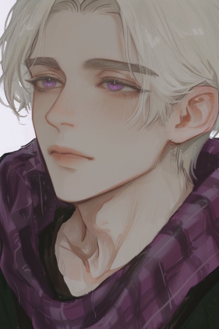 Man,  Short white hair,  bright purple eyes by elenere on Tensor.Art