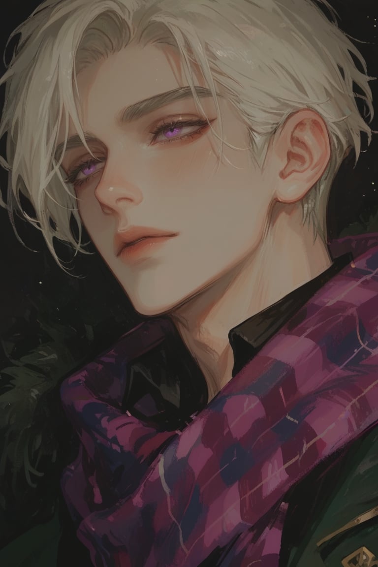 Man,  Short white hair,  bright purple eyes by elenere on Tensor.Art