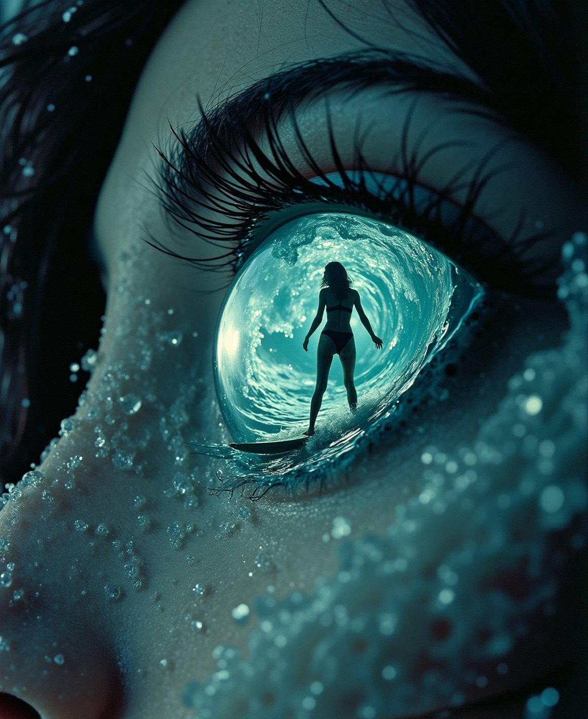 This photograph captures a surreal and hauntingly beautiful scene,  reminiscent of a dreamlike vision from another era. Th...
