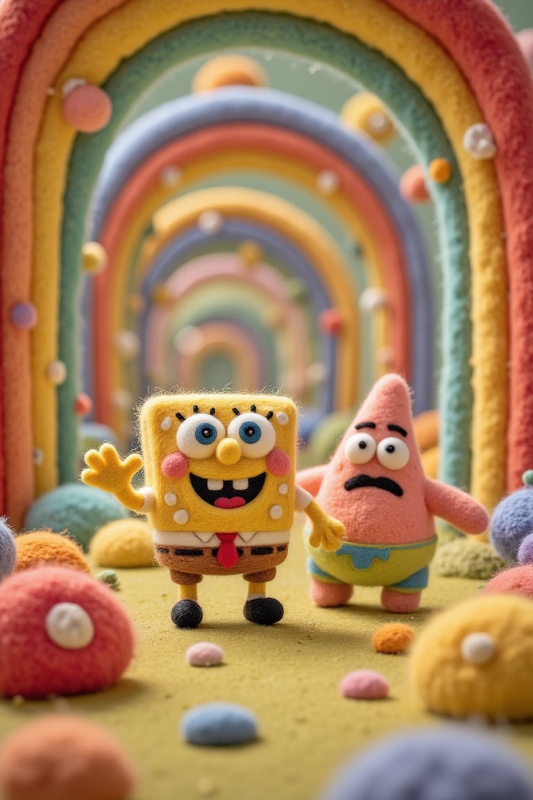 cute woolen characters,  SpongeBob and Patrick,  exploring an infinite by PrinteristArtGallery on Tensor.Art