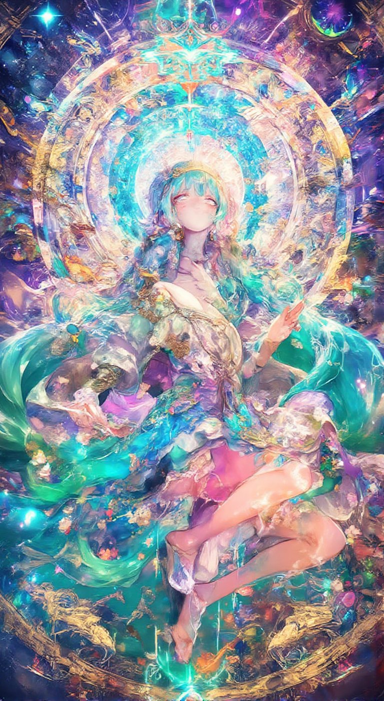 A whimsical scene unfolds: a charming smile radiates from the floating girl,  hatsune_miku,  very long hair by PrinteristA...